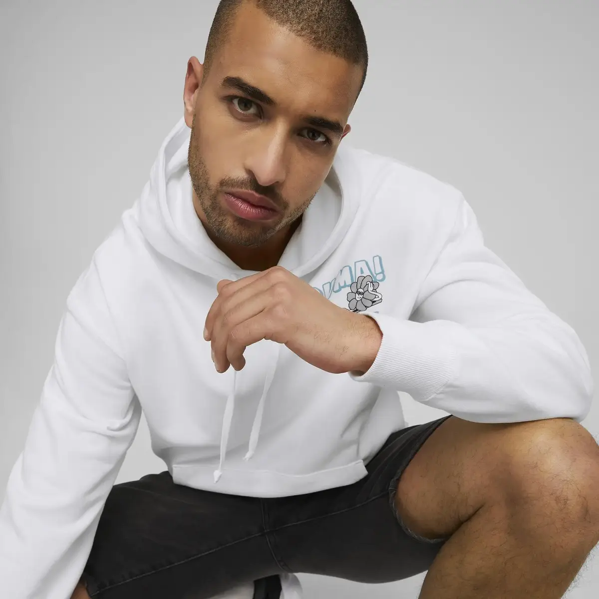 Puma Downtown Graphic Hoodie Beyaz Erkek Hoodie