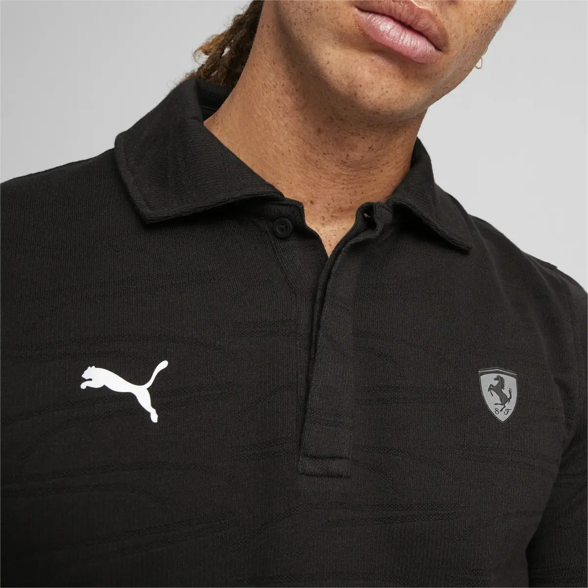 Puma Ferrari Style Jacquard Polo Siyah Erkek Polo T-Shirt