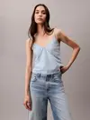 Calvin Klein LINEN DENIM TANK AARON INDIGO Mavi Kadın Tişört