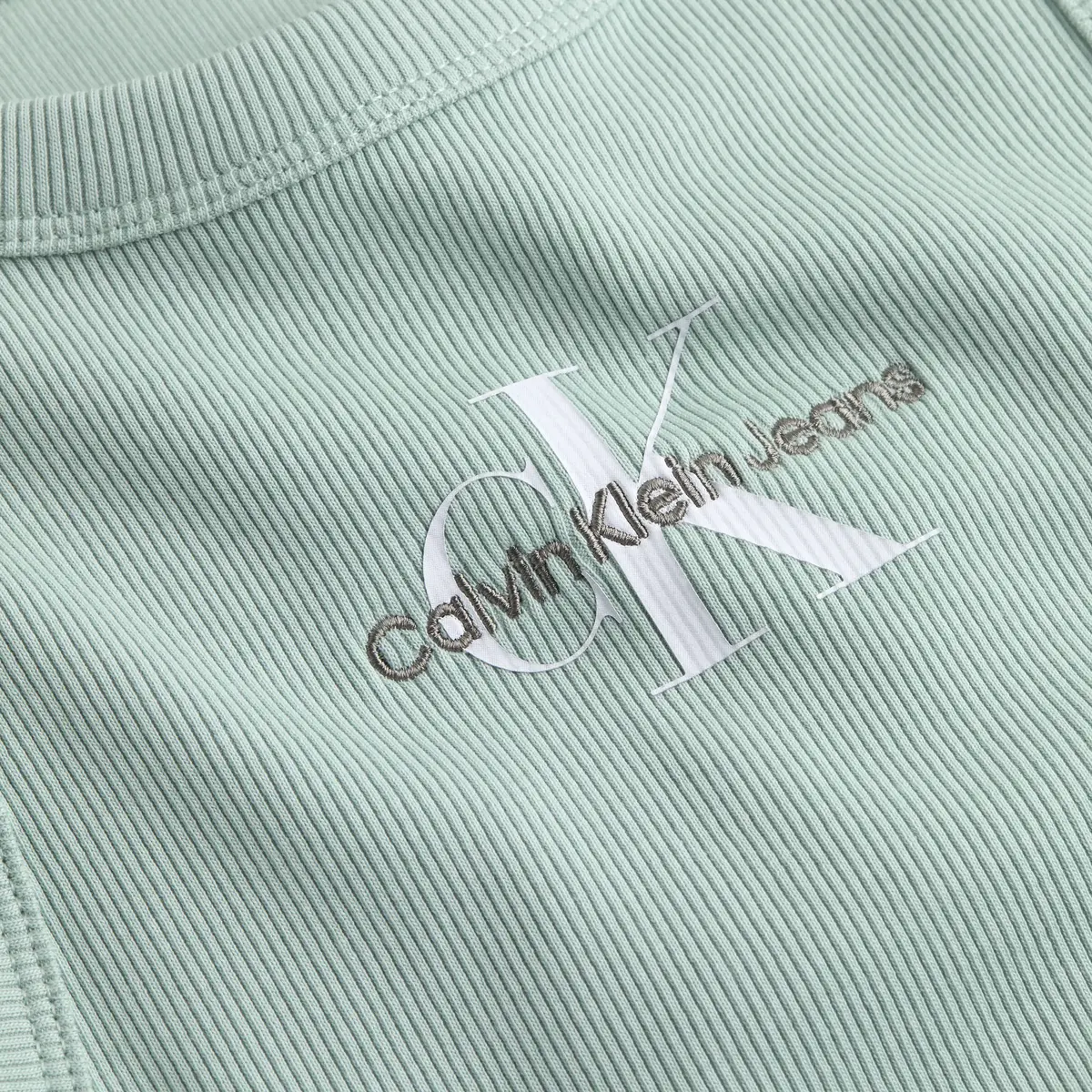 Calvin Klein MONOLOGO RIB TANK TO, CDV Yeşil Kadın T-Shirt & Polo