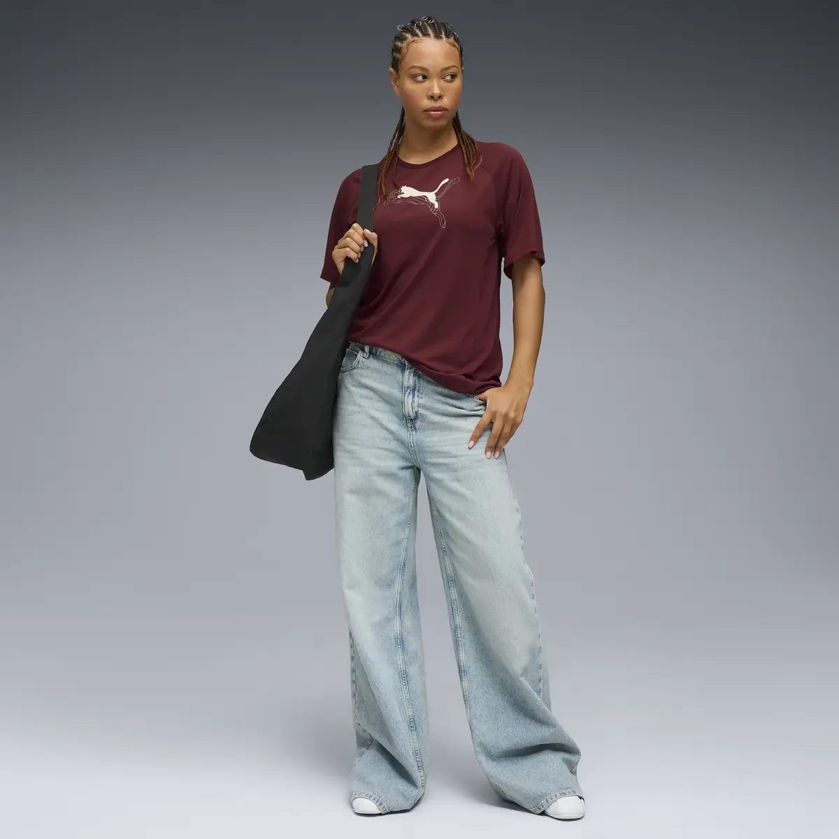 PUMA EVOSTRIPE Graphic Tee Kadın Bordo T-Shirt