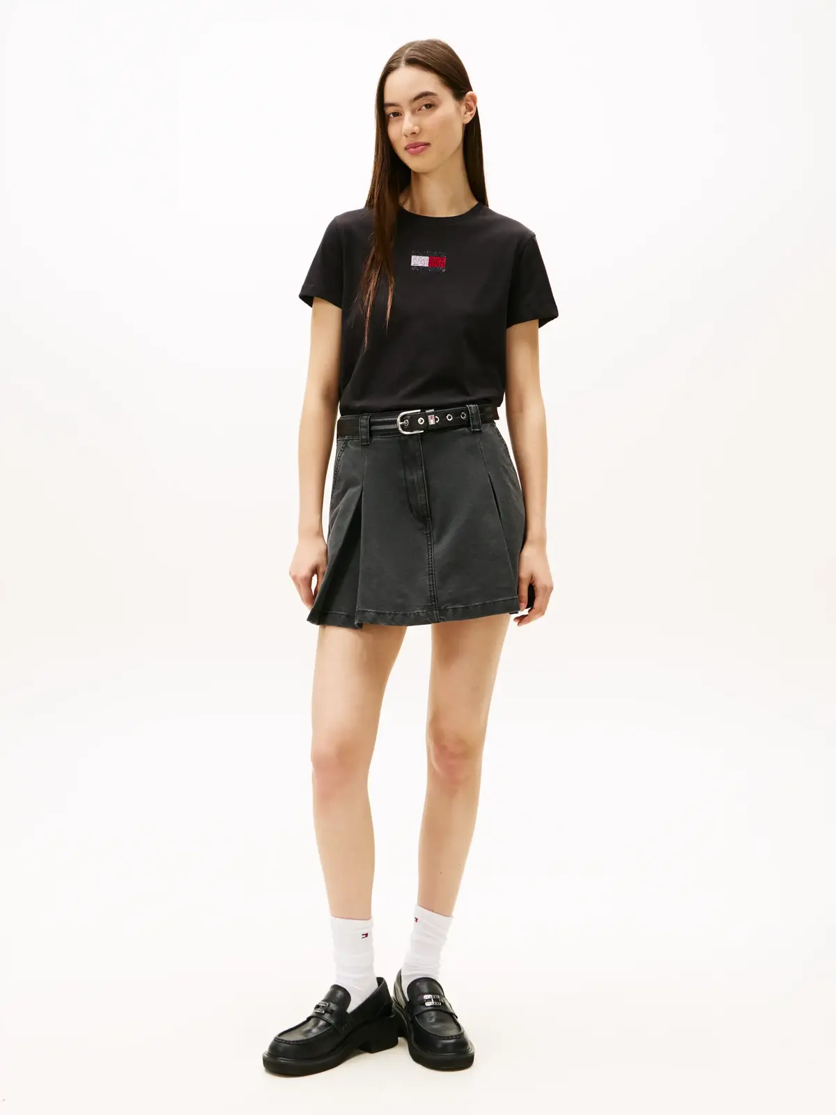 Tommy Hilfiger TJW REG PARTY FLAG T Siyah Kadın T-Shirt