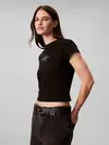 Calvin Klein SS SLIM FIT BABY MON, UB1 Siyah Kadın T-Shirt