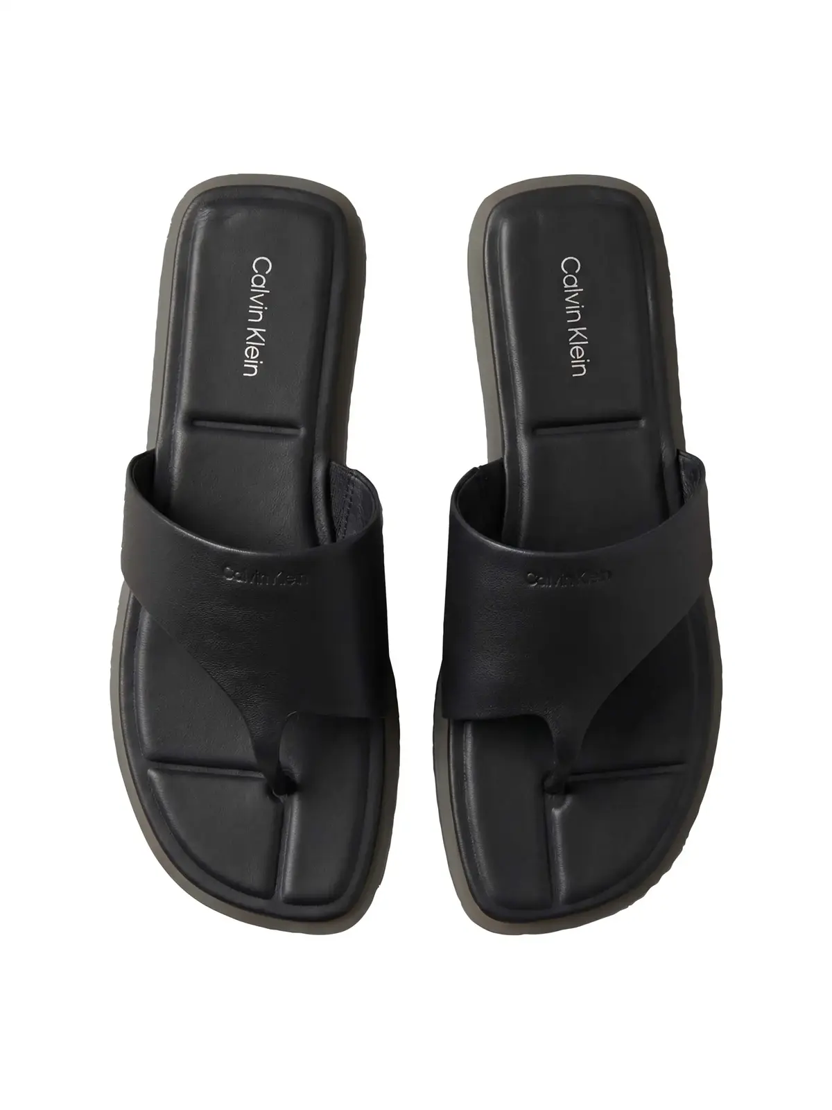 FLAT SANDAL THONG LT, Kadın Siyah Deri Kare Burunlu Parmak Arası Sandalet