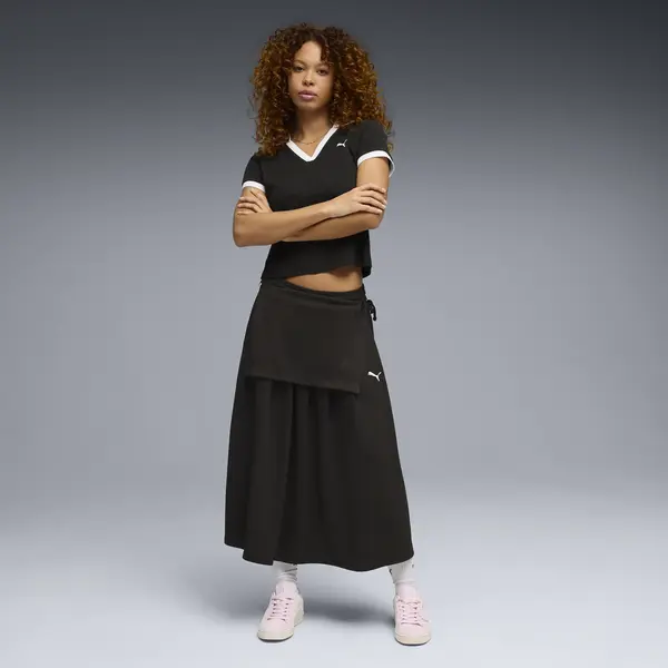 Puma T7 Midi Pleated Skirt Siyah Kadın Elbise-Etek