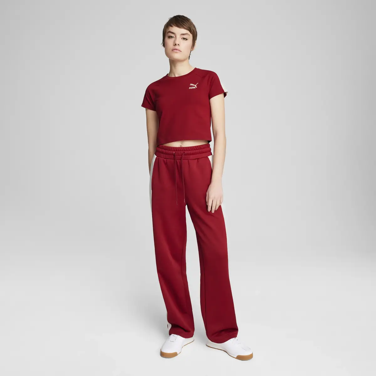 Puma ICONIC T7 Baby Tee Bordo Kadın T-Shirt