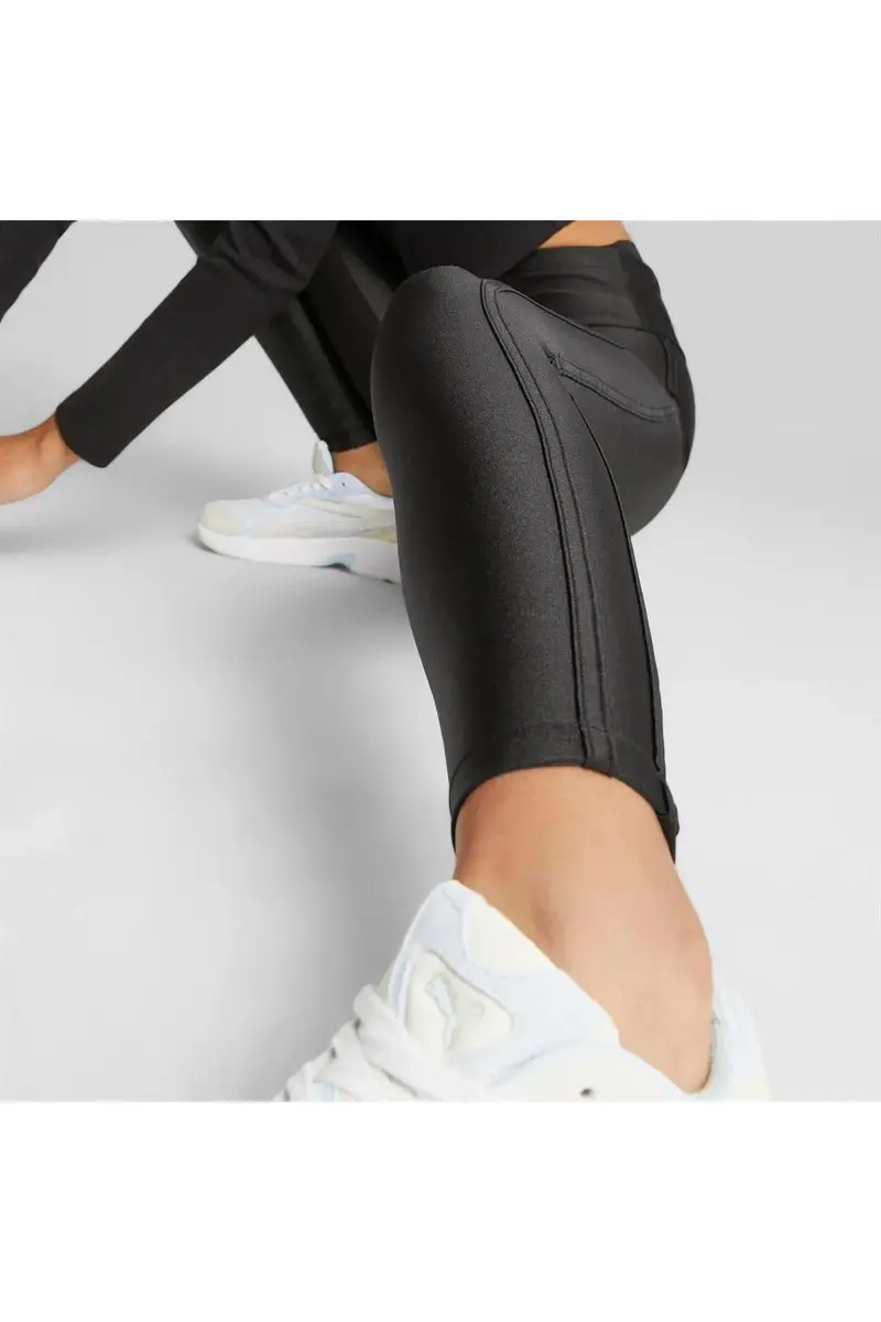 Puma T7 High Waist Shiny Leggings Siyah Kadın Yüksek Bel Tayt