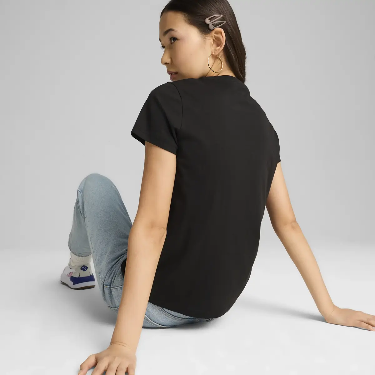 PUMA GRAPHICS Puma Wording Tee Siyah Kadın T-Shirt