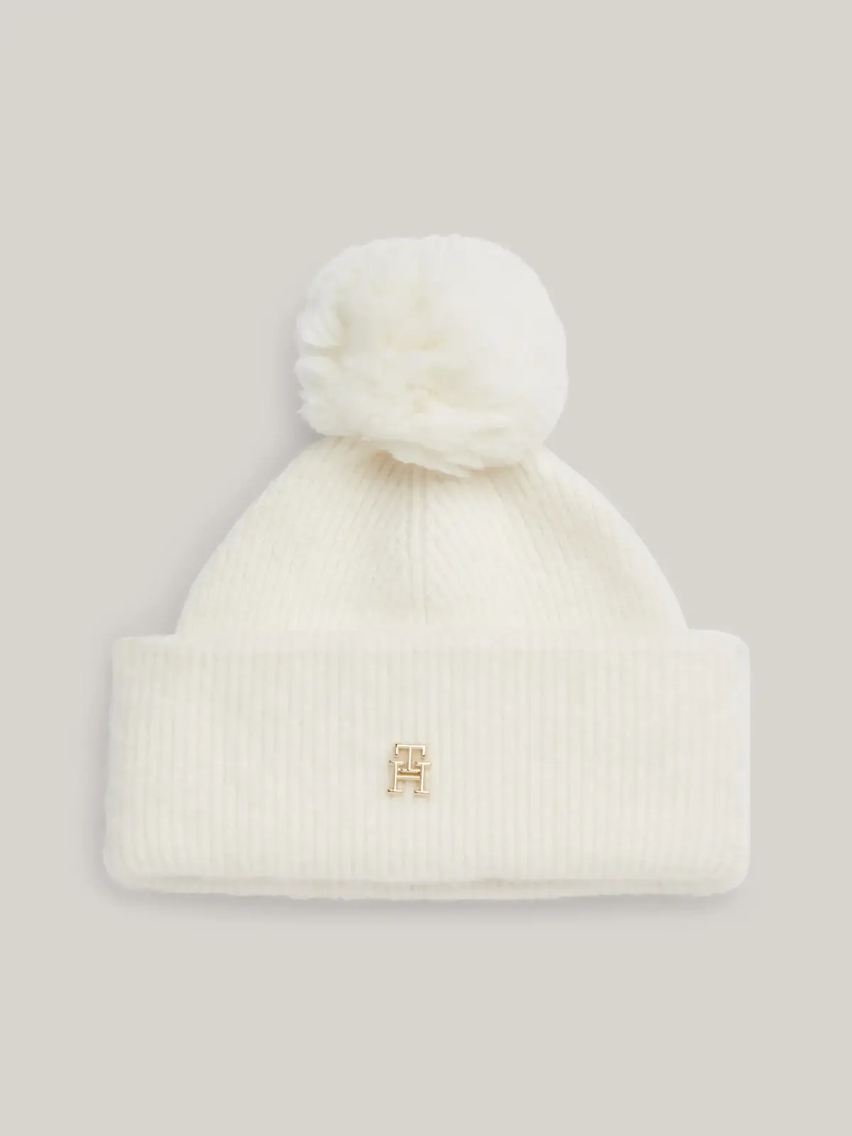 Tommy Hilfiger TH EVENING POMPOM BE Kadın Beyaz Bere