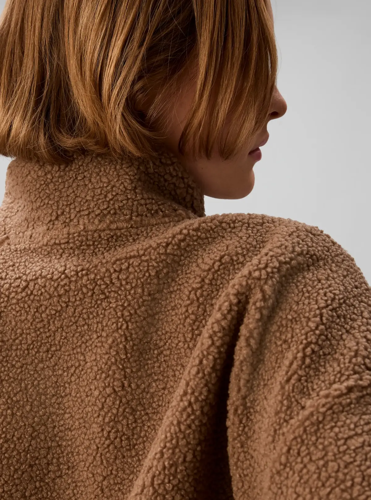 Calvin Klein SHERPA 1/4 ZIP CONTR, RMF Kahverengi Kadın Sweatshirt