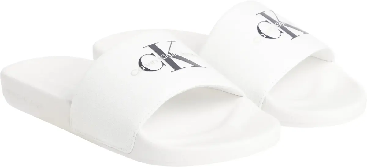 Calvin Klein SLIDE MONOGRAM WN, 01W Beyaz Kadın Terlik