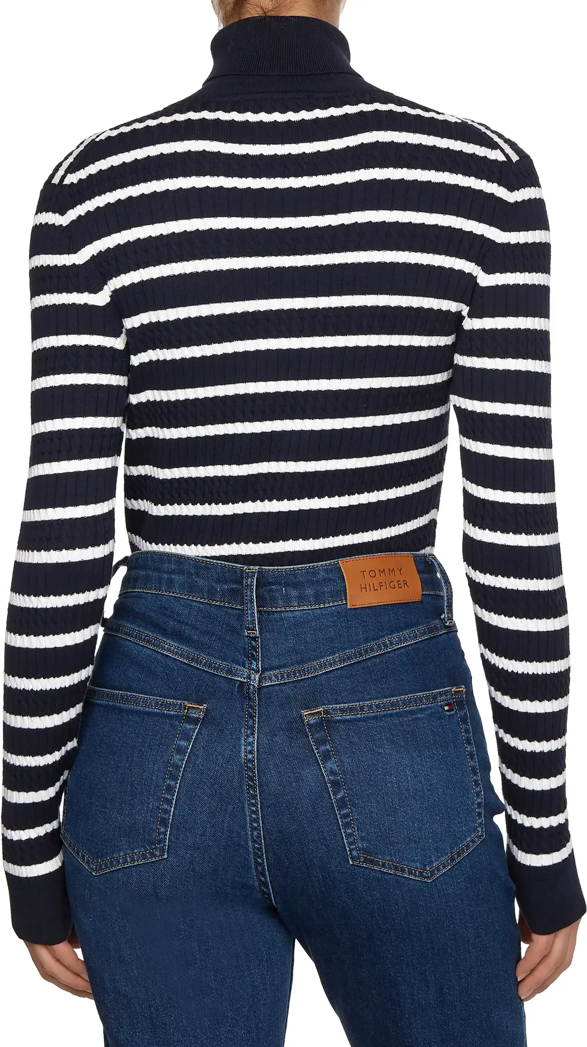 Tommy Hilfiger CABLE ROLL-NK SWEATE Kadın Siyah Kazak