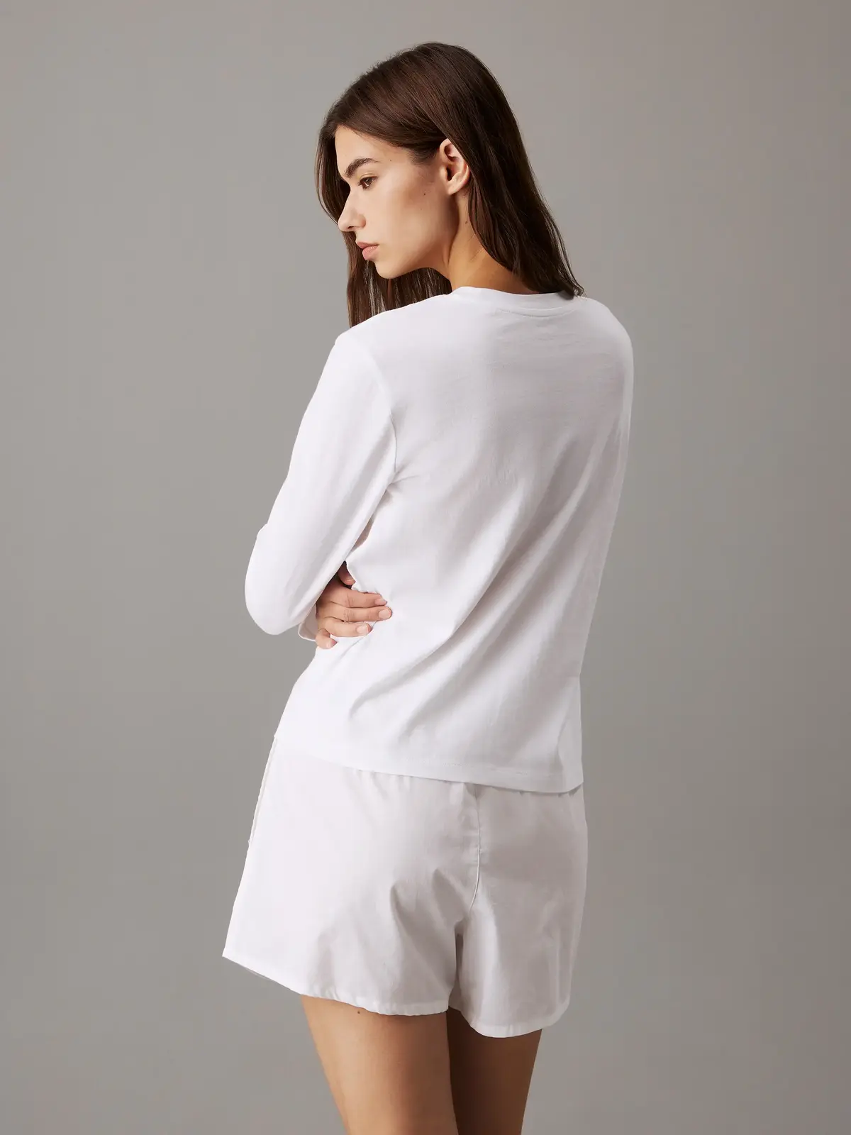 Calvin Klein LONGSLEEVE CLASSIC Beyaz Kadın Uzun Kollu Tişört
