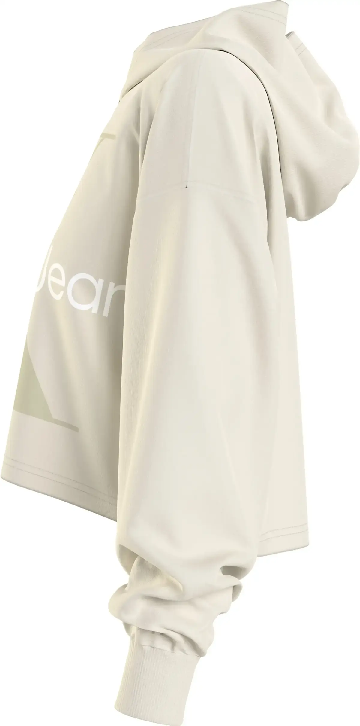 Calvin Klein GLOSSY MONOGRAM HOOD Kadın Krem Hoodie