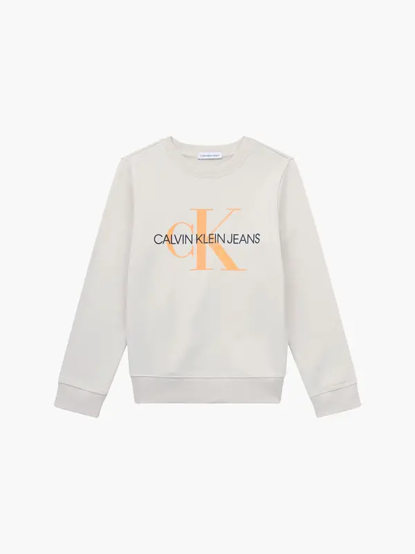 Calvin Klein MONOGRAM LOGO SWEATS Erkek Krem Sweatshirt Calvin Klein MONOGRAM LOGO SWEATS Erkek Krem Sweatshirt