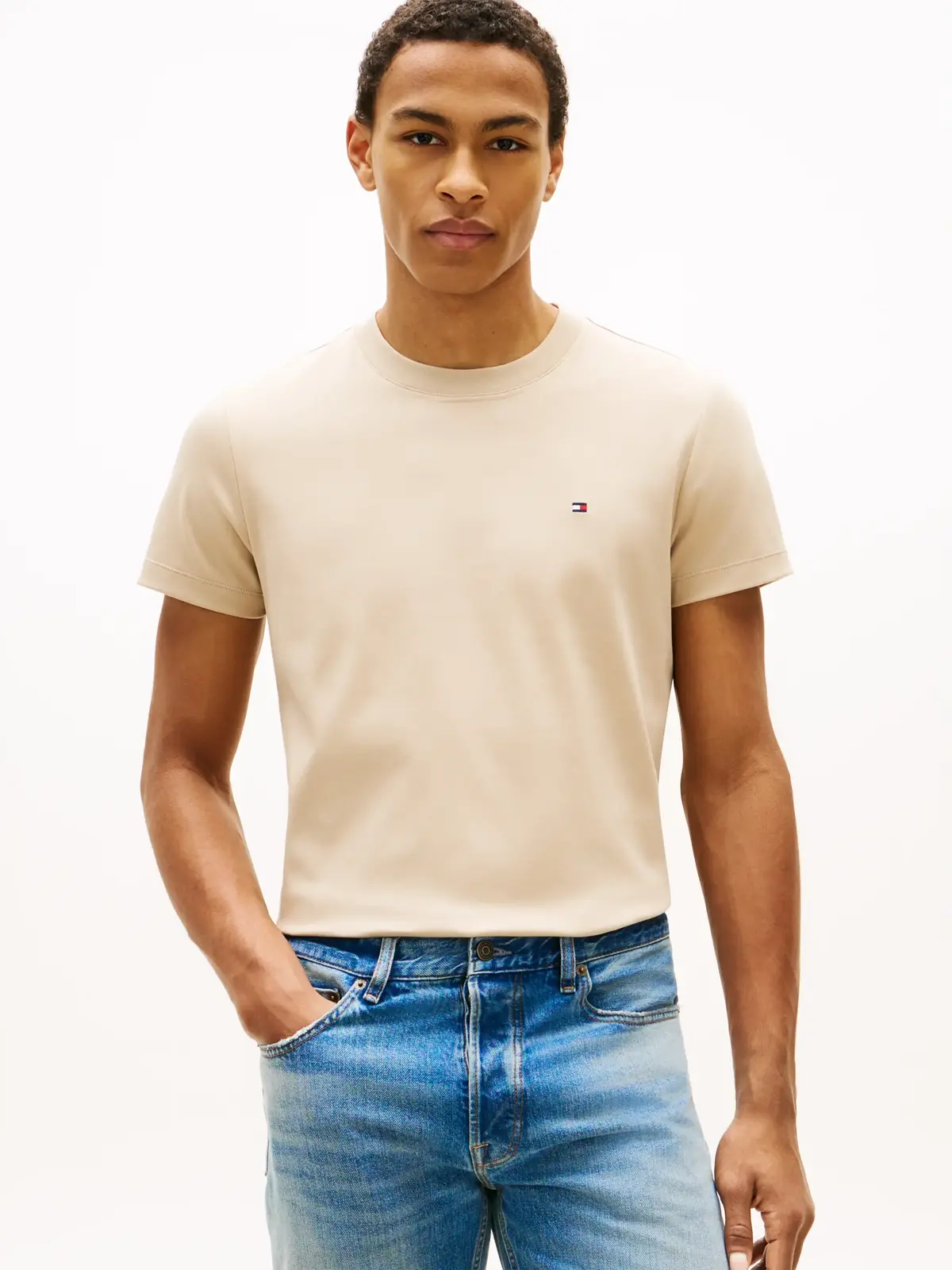 Tommy Hilfiger LUXURY INTERLOCK TEE, RBT Bej Erkek T-Shirt & Polo