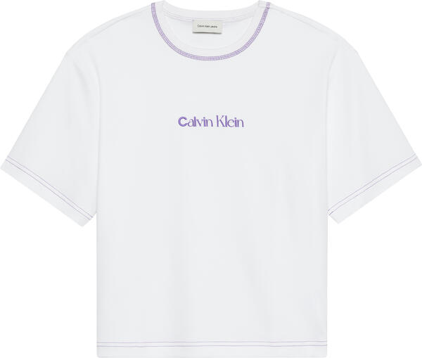 Calvin Klein SS FITTED INTERLOCK CK COVERSTIT Beyaz Kadın T-Shirt