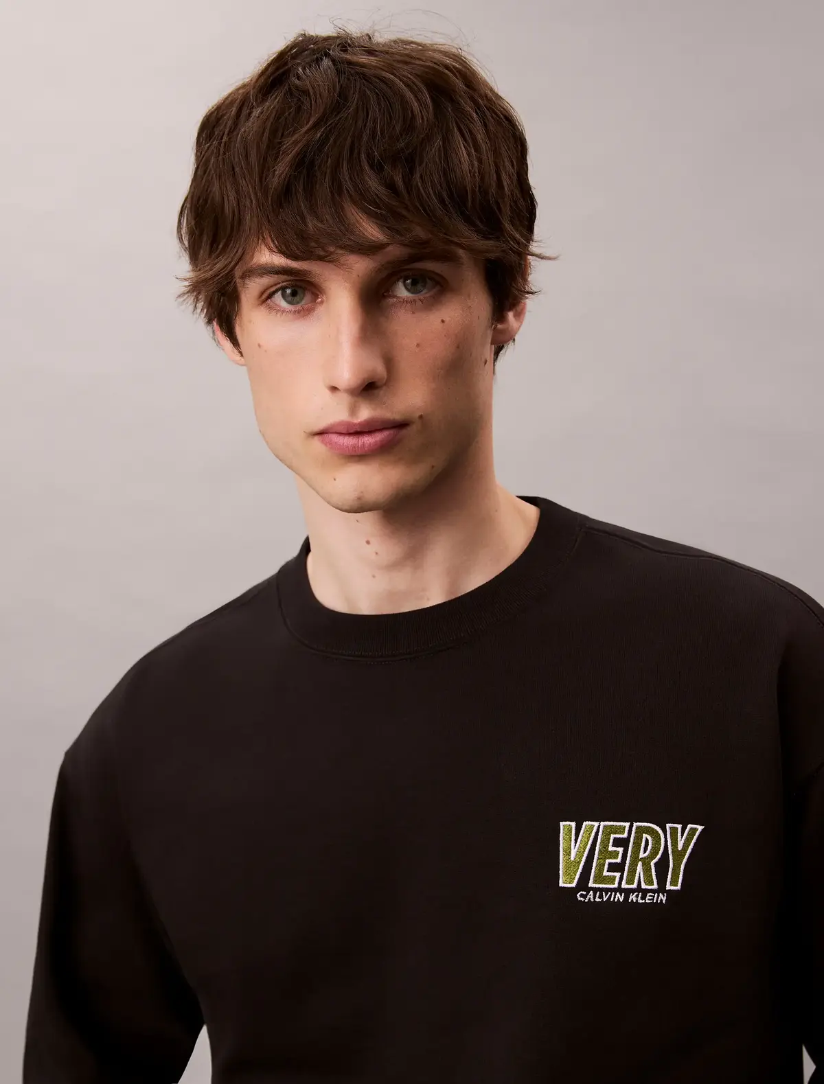 Calvin Klein PREMIUM FLEECE LOGO, UB1 Siyah Erkek Sweatshirt