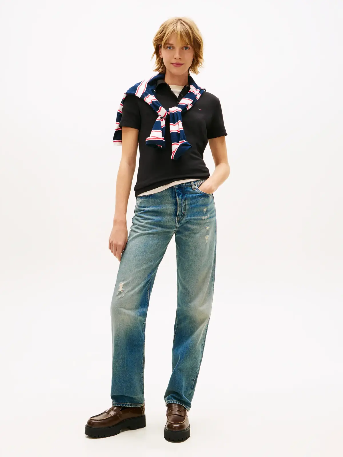 Tommy Hilfiger TJW SLIM ESSENTIAL P, BDS Siyah Kadın T-Shirt & Polo