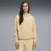 Puma ESS ELEVATED Velour Hoodie Sarı Kadın Kadife Kapişonlu Sweatshirt