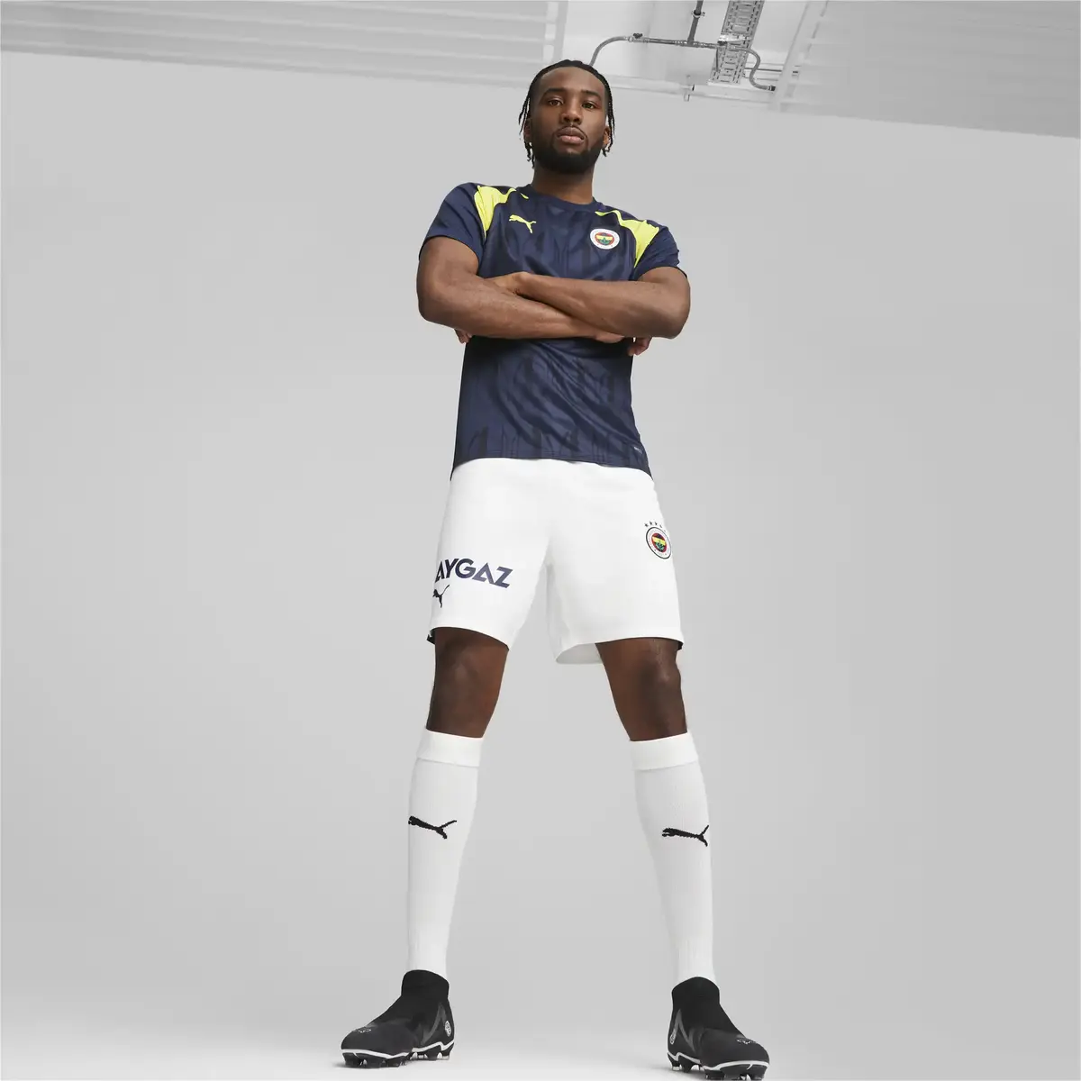 Puma Fsk Prematch Ss Jersey Medieval Blue-Blazıng Yellow Lacivert Erkek Forma