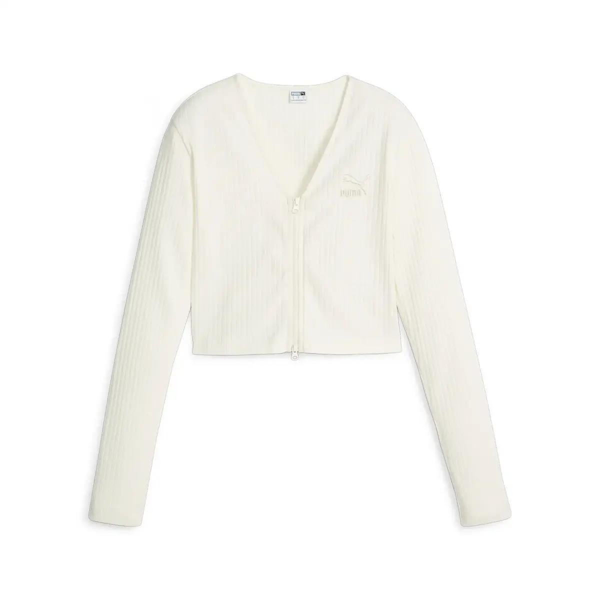 Puma CLASSICS Ribbed LS Shirt Kadın Bej Sweatshirt