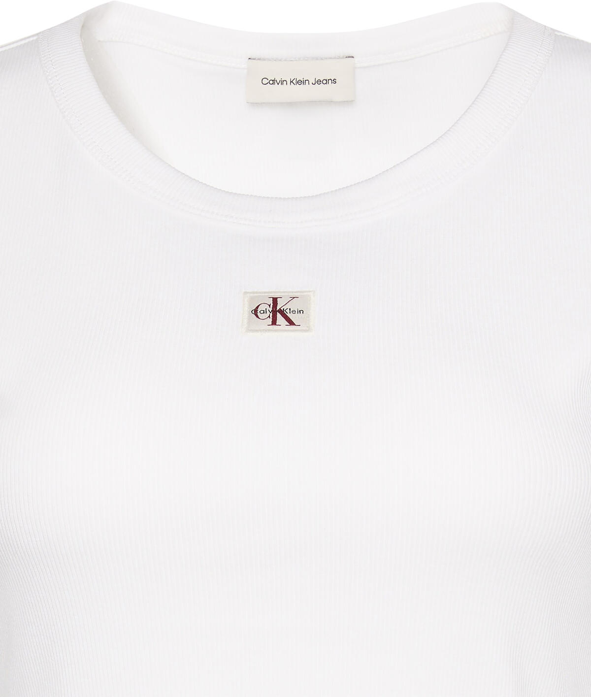 Calvin Klein A- WOVEN LABEL 2X2 RIB BABY TEE Beyaz Kadın T-Shirt Calvin Klein A- WOVEN LABEL 2X2 RIB BABY TEE Beyaz Kadın T-Shirt