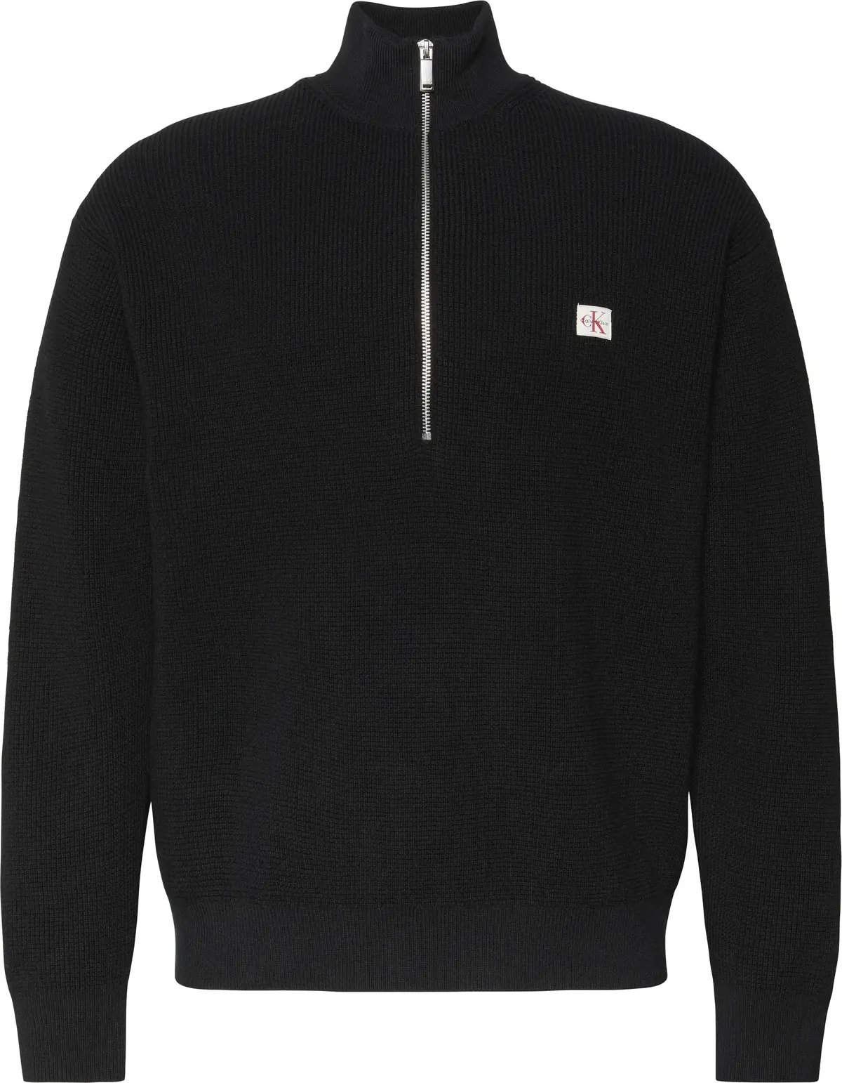 Calvin Klein LS EZ COTTON WAFFLE QUARTER ZIP Erkek Siyah Sweatshirt