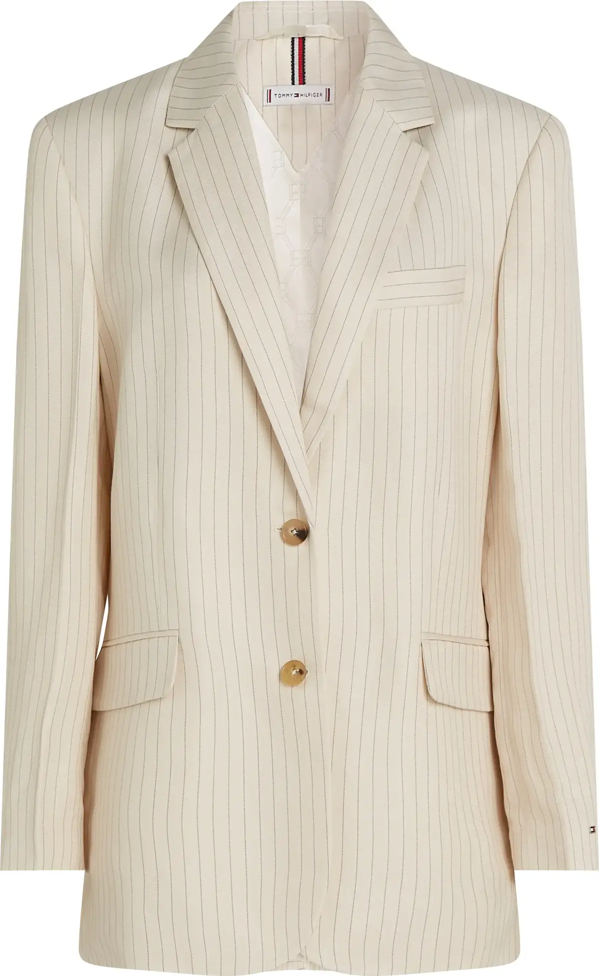 Tommy Hilfiger VISCOSE LINEN RELAXE, 03N Krem Kadın Ceket