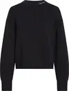 Calvin Klein LOGO EMBRO SWEATER Kadın Siyah Kazak