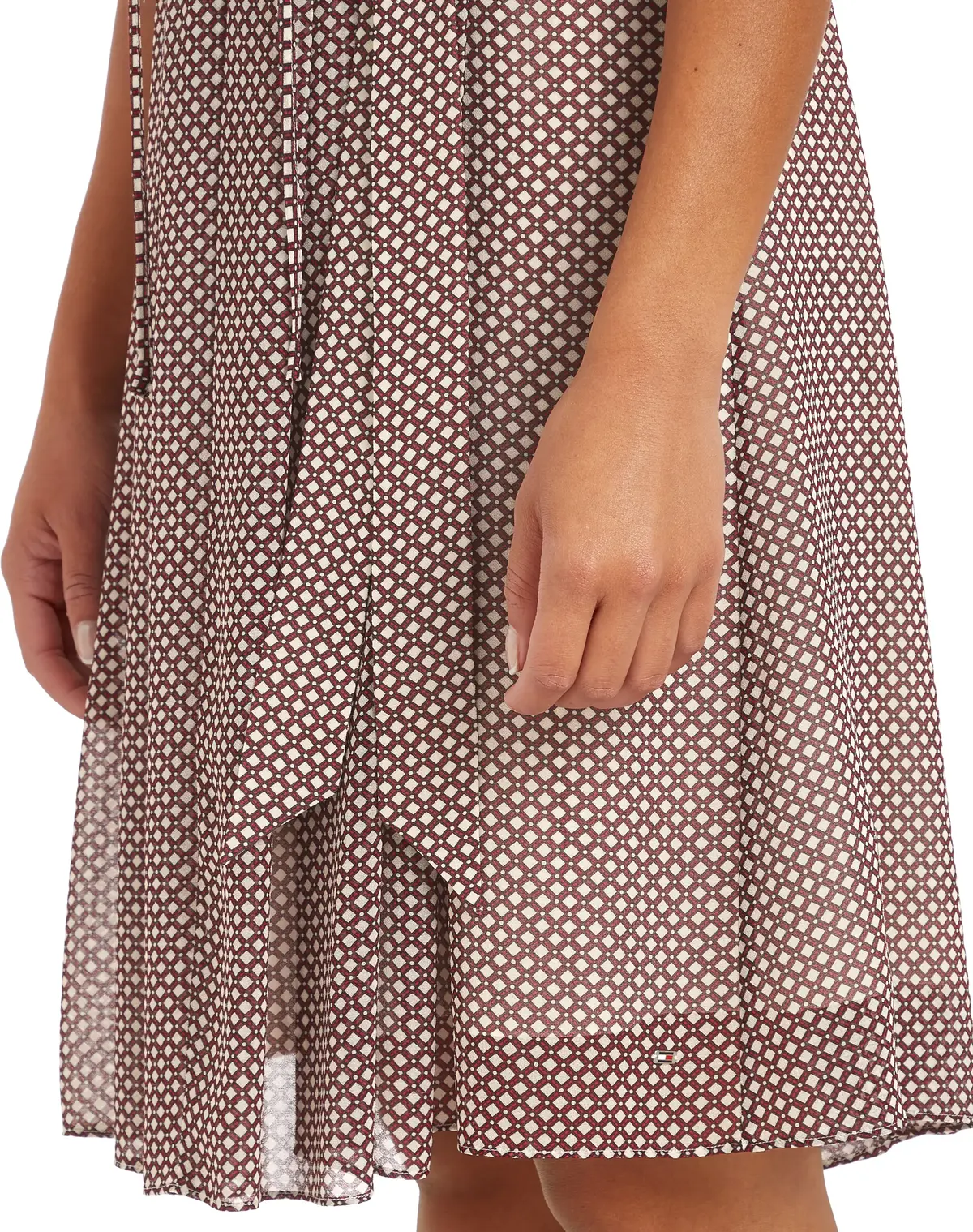 Tommy Hilfiger RUFFLE PLEAT S/S KNE, 09Z Kahverengi Kadın Elbise-Etek