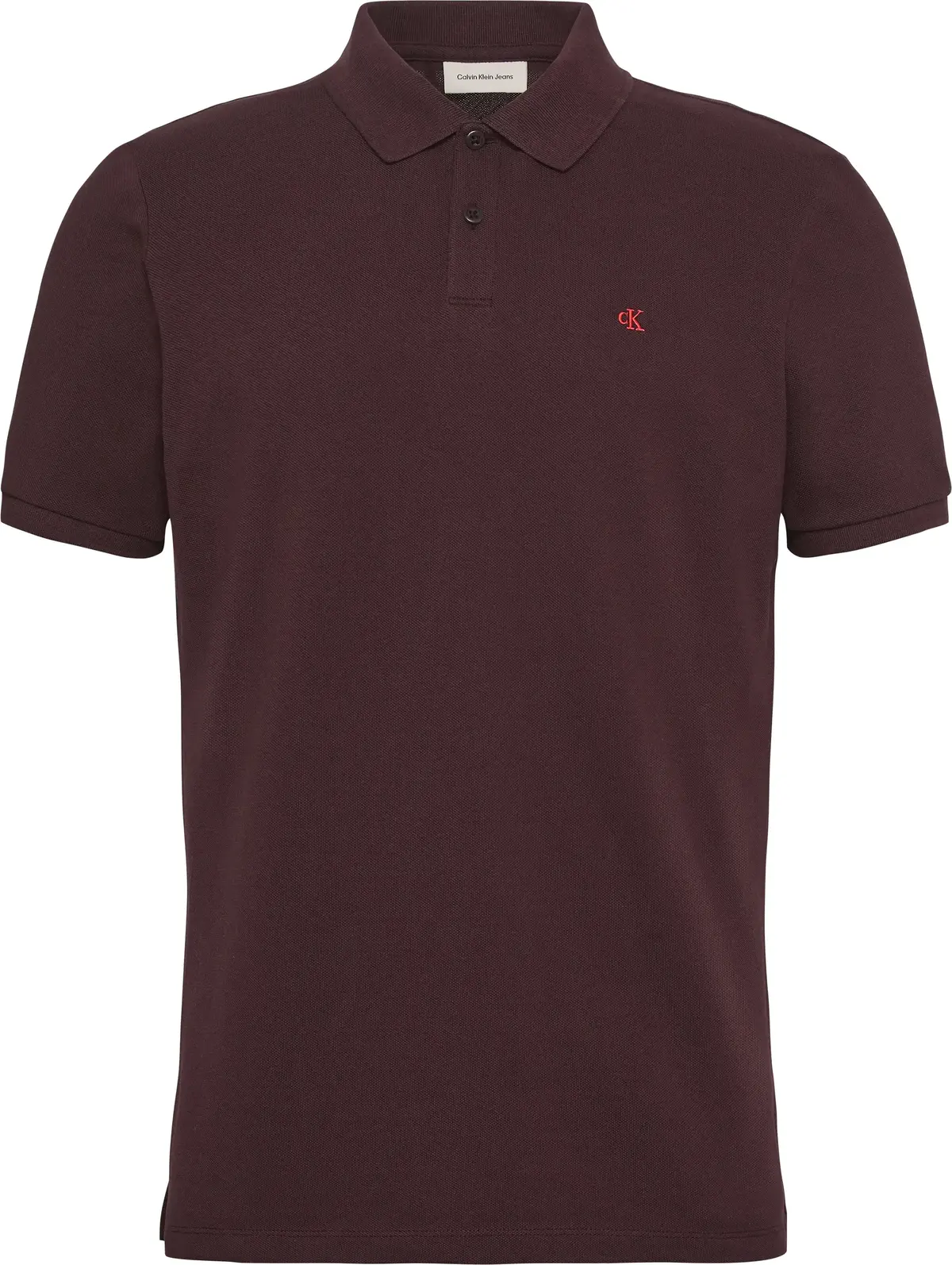 Calvin Klein SS MONOGRAM PIQUE POLO Erkek Bordo Polo T-Shirt