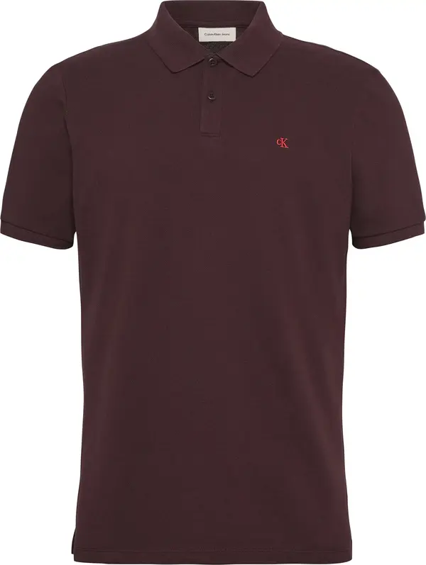 Calvin Klein SS MONOGRAM PIQUE POLO Erkek Bordo Polo T-Shirt