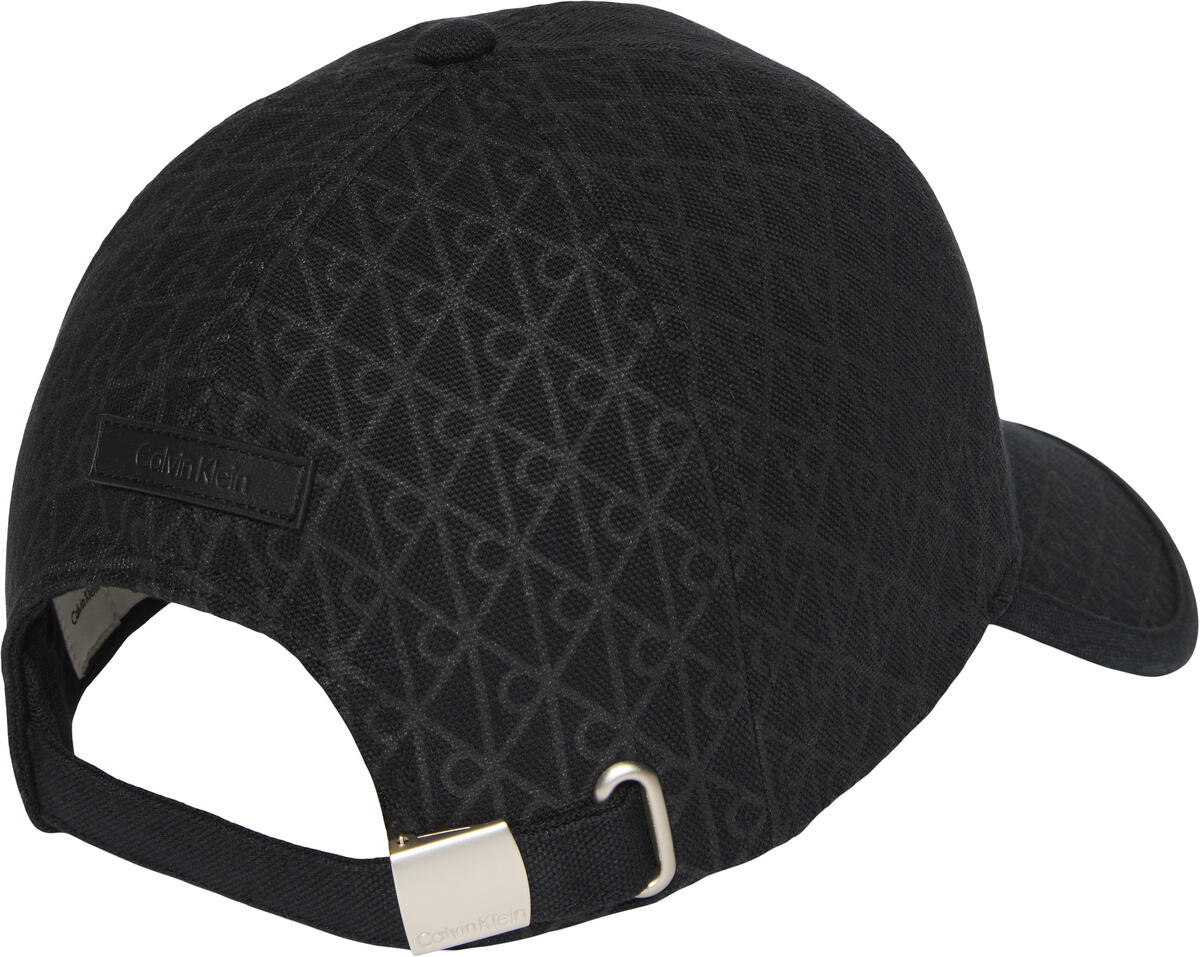 Calvin Klein EMBLEM PRINT w LEATHER PATCH CAP Siyah Kadın Şapka