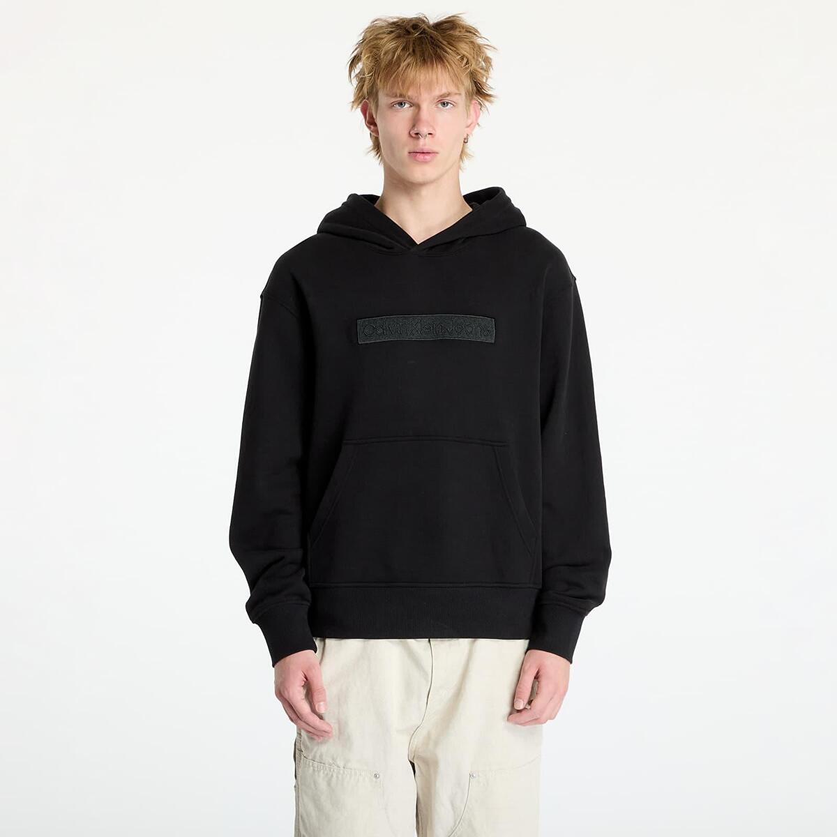 Calvin Klein EMBROIDERED BOX HOOD, BEH Siyah Erkek Hoodie