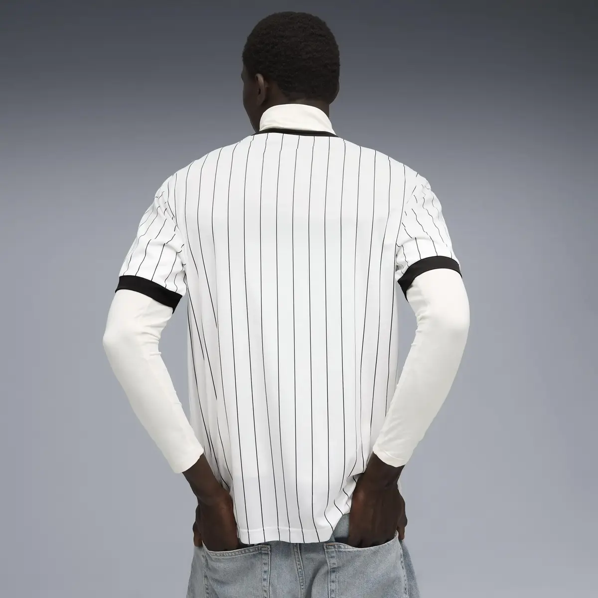 Puma ESS Striped Jersey Beyaz Erkek Forma