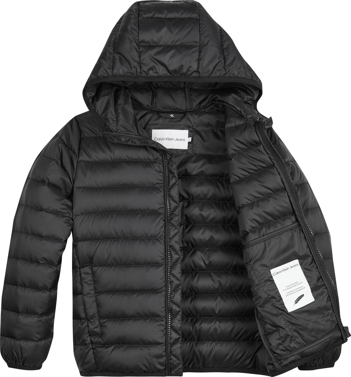 Calvin Klein LW DOWN LOGO JACKET Erkek Siyah Şişme Mont