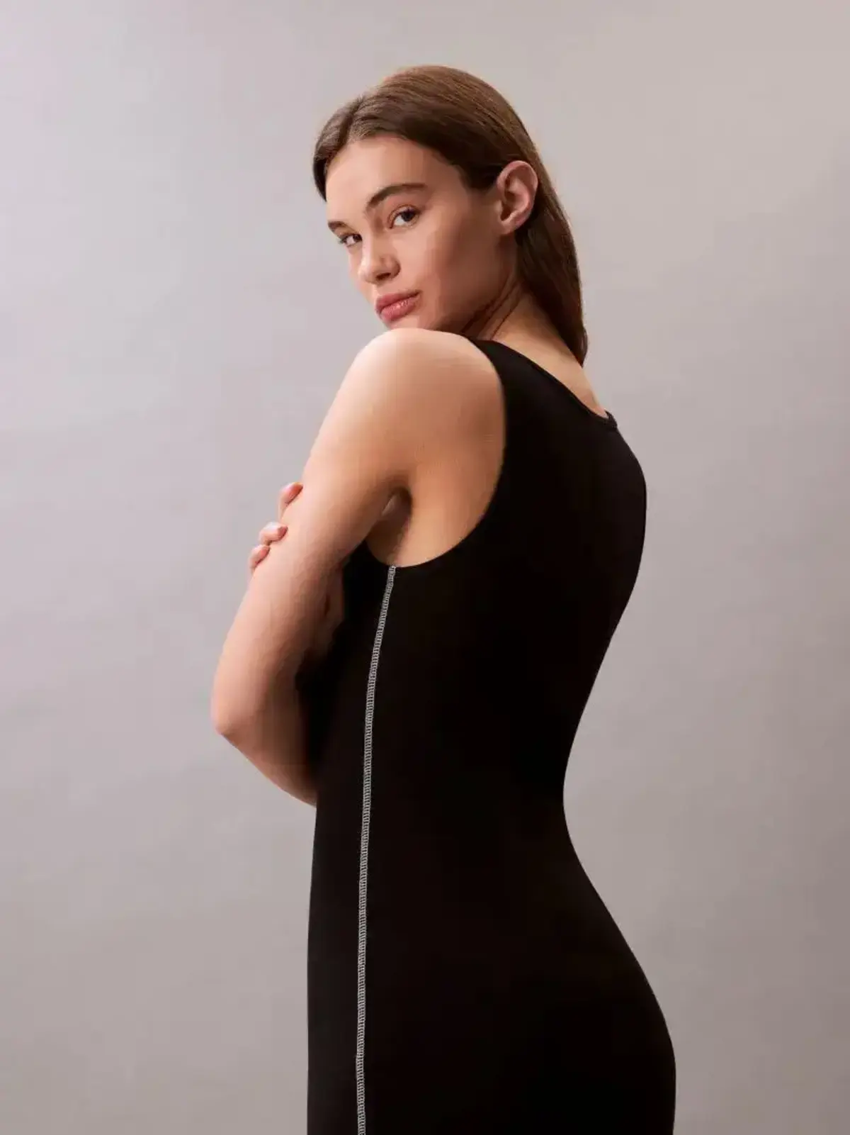 Calvin Klein SL COTTON 1X1 RIB TANK DRESS Siyah Kadın Elbise Calvin Klein SL COTTON 1X1 RIB TANK DRESS Siyah Kadın Elbise