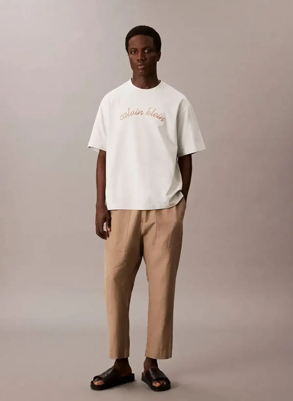 Calvin Klein SS CENTER CHAIN STITCH 16S RLXD Mavi Erkek Tişört