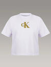 Calvin Klein SS BOXY SEASONAL MON, 3OQ, XXS Kadın Beyaz T-Shirt
