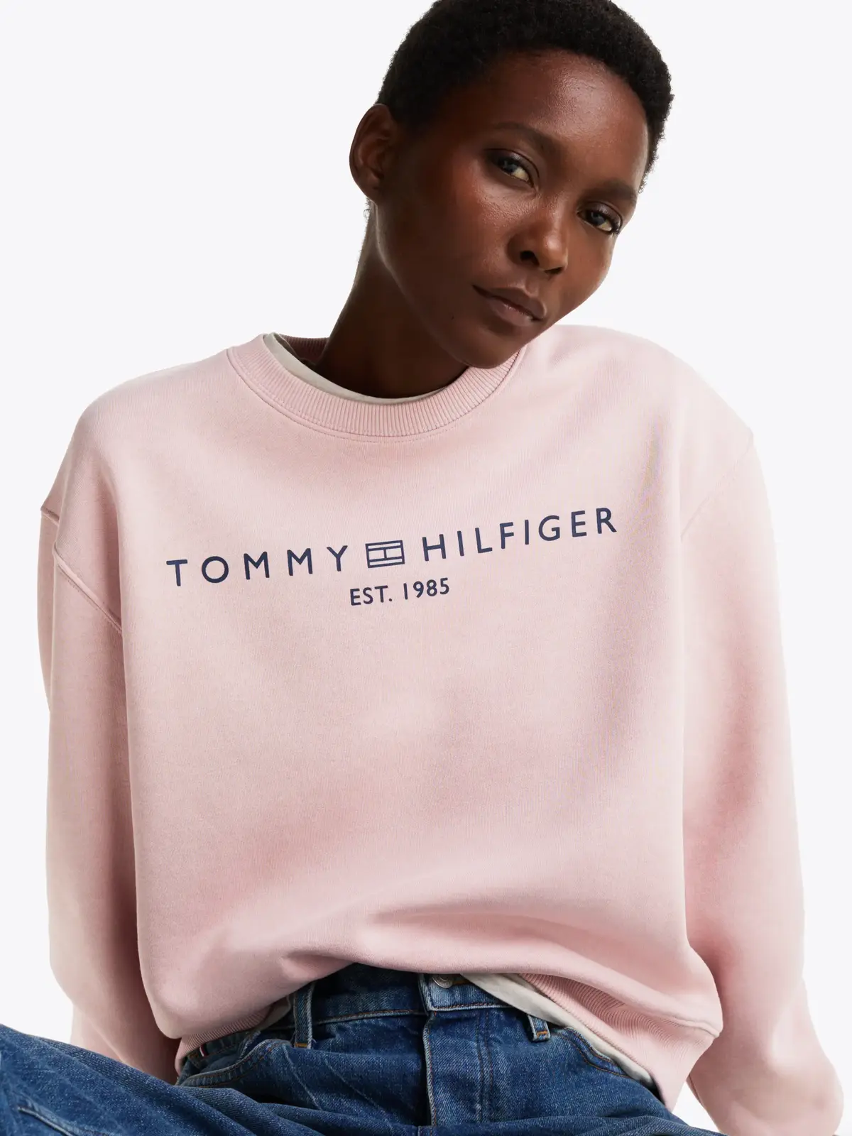 Tommy Hilfiger MDRN REG CORP LOGO C Kadın Pembe Sweatshirt