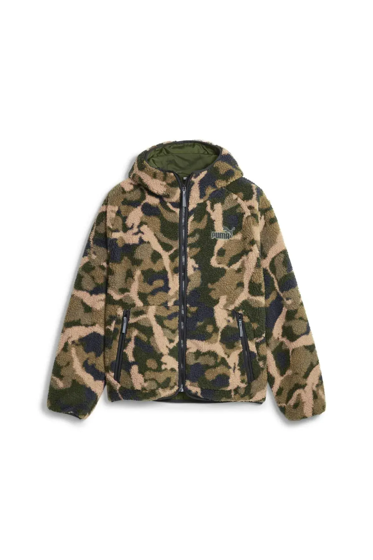 Puma Sherpa Hooded AOP Jacket Yeşil Erkek Ceket