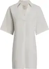 Calvin Klein LINEN BLEND HS SHIRT, ADA Beyaz Kadın Elbise-Etek