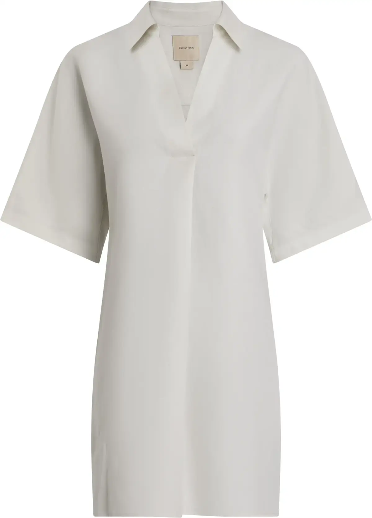 Calvin Klein LINEN BLEND HS SHIRT, ADA Beyaz Kadın Elbise-Etek