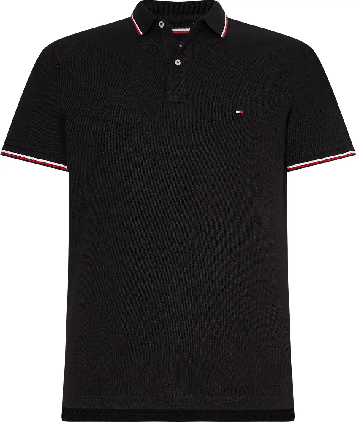Tommy Hilfiger CORE TOMMY TIPPED SL Erkek Siyah Polo T-Shirt