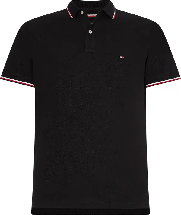 Tommy Hilfiger CORE TOMMY TIPPED SL Erkek Siyah Polo T-Shirt