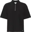 Calvin Klein SS TAILORED KNIT COLLAR ZIP TOP Kadın Siyah Polo T-Shirt