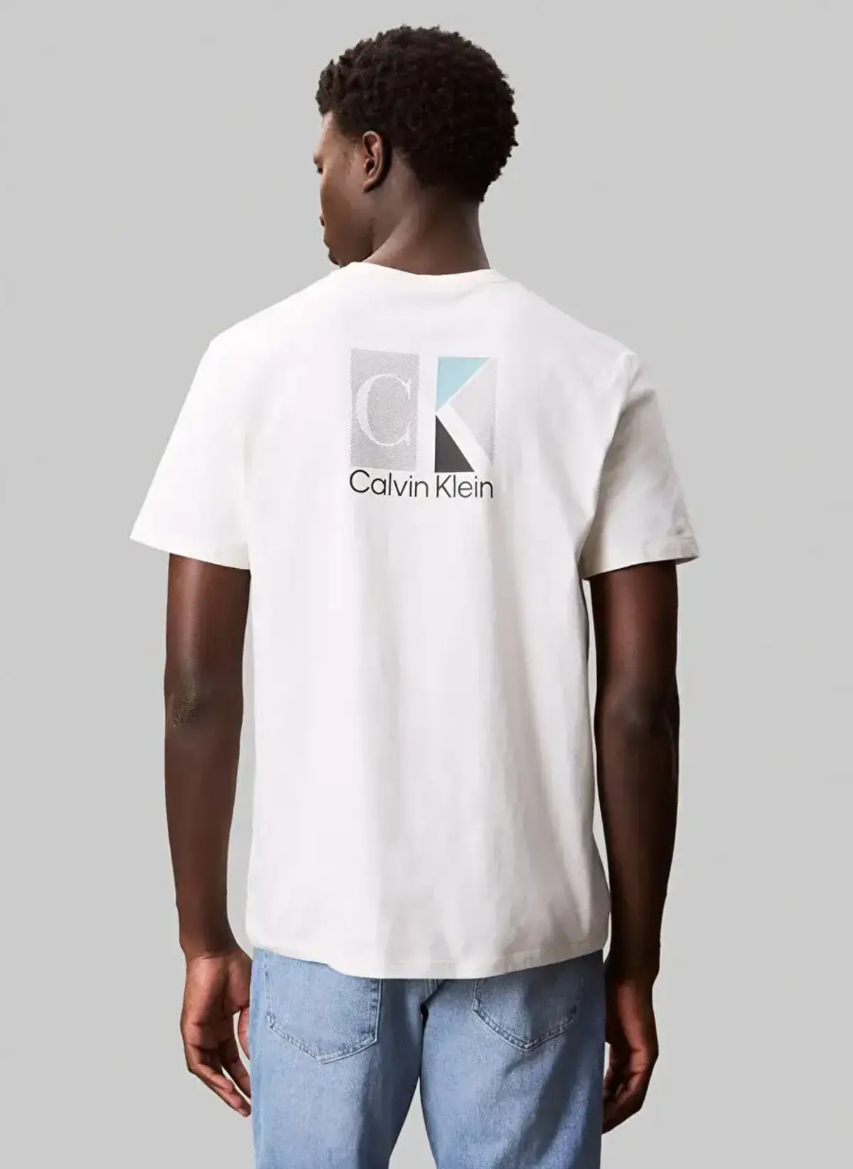 Calvin Klein SS 30s EU SP CK ABSTRACT GRAPHIC Beyaz Erkek Tişört