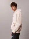Calvin Klein PREMIUM TERRY MICRO Bej Erkek Kapüşonlu Sweatshirt