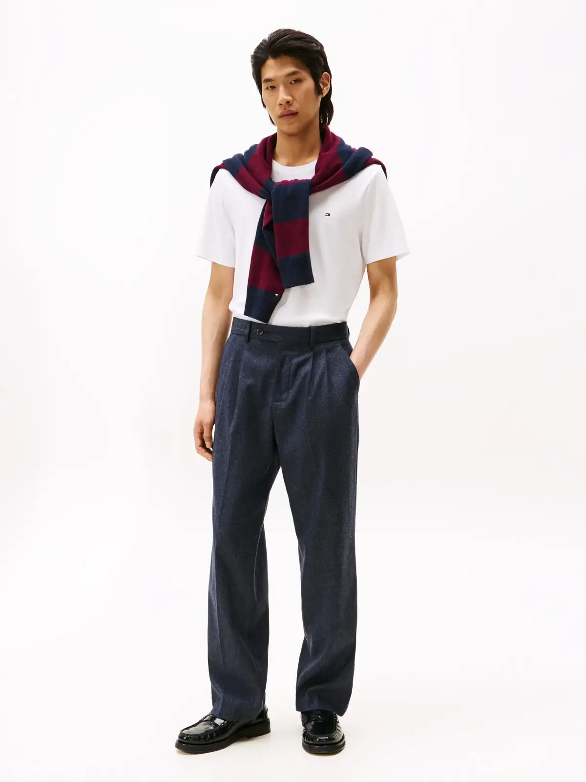 Tommy Hilfiger LIGHT INTERLOCK TEE, YBR Beyaz Erkek T-Shirt & Polo